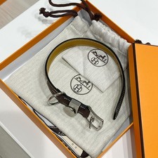 Hermes Voie Epsom Tress Dog Collar 24-33cm W/Box Pouch Unused V7 Used Brown Pet picture
