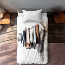 Caffeinated Books Food White Twin Size Extra Long Duvet Cover for Home Decor picture