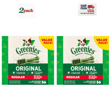 2 PACK - Greenies Original Regular Natural Dental Dog Treats -36 Ct picture