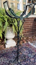 Antique Art Deco Wrought Iron Aquarium Fishbowl Stand Ornate Floral Large Rare picture