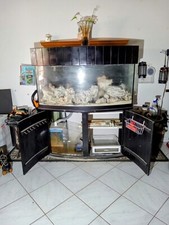 55 GAL.OVAL FISH TANK,STORAGE STAND,FIJI ROCKS picture