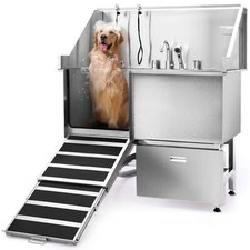 CO-Z 50 in. Professional Dog Grooming Tub for Large Dogs with Retractable Ramp picture