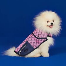 GUCCI GG Pink Cotton Blue Zipper Pocket Dog Jacket Dog Coat Wear W/Box Unused picture