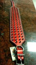 Metallic Red Leather Dog collar w/spikes and studs in 3