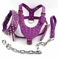 Dog Harness Collar Leash 3Pcs Set Spiked Studded Leather For Medium Large Pets  picture