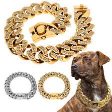 Luxury Rhinestone Dog Chain Collar Heavy Duty Stainless Steel Pet Choker Pitbull picture