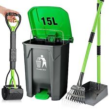  Pooper Scooper Set, Dog Poop Trash Can for Outdoors with 20 Waste Bags, 15  picture