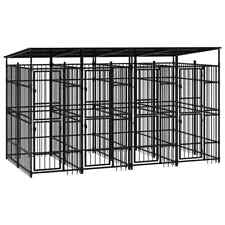 Outdoor Dog Kennel with Roof Steel 79.3 ft² vidaXL picture