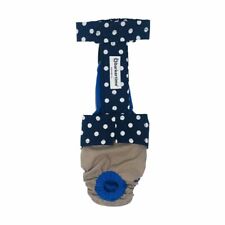 Dog Diaper Overall - Made in USA - Blue Polka Dot on Brown Escape-Proof Water... picture