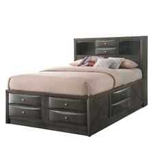 Panel Design Full Size Bed with Bookcase and Drawers, Taupe Brown Full picture