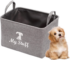 Geyecete Canvas Dog Toy Storage Basket Box for Big, Gray  picture