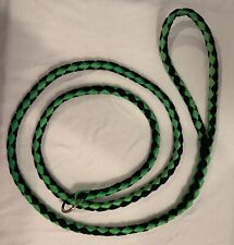 Dog Leash Nylon Braided Slip Lead Hand Crafted Green & Black picture