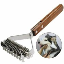 Dog Brush Wooden Handle Dematting Comb Rake Removes Undercoat Knots Pet Groomer picture