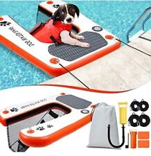 Inflatable Dog Water RAMP Floating PET Pool STAIRS For Water Boat Dock ORANGE  picture