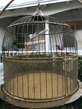 Vintage  Hendrix Brass Bird Cage With Cast Iron Stand  picture