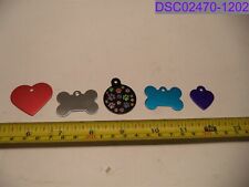 Qty = 131: Pet ID Collar Tags Red Silver Black Blue Purple Bones, Hearts, Circle picture