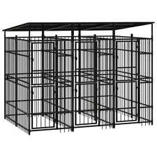 Outdoor Dog Kennel with Roof Steel 59.5 ft² picture