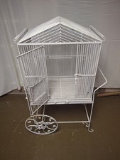Vintage Wrought Iron Bird Cage 30 Inch with Rolling Stand picture