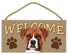 156 Assorted 5-inch by 10-inch Wooden Welcome Dog Signs (various breeds) picture