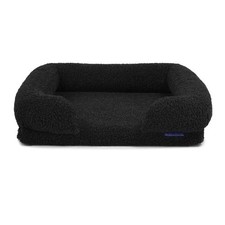 Charlie's Pet Boucle Style Teddy Fleece Memory Foam Sofa Dog Bed with Bolster (C picture