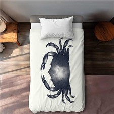 Blue Crab Beach Animals Twin Size Extra Long Duvet Cover - Coastal Home Decor picture