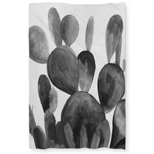 Grayscale Paddle Cactus Plant Twin Size Duvet Cover - Floral Home Decor picture