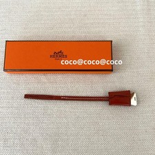 New HERMES Mini Clochette Dog Name Tag Pet ID Charm Brown Leather 13.5cm picture
