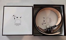 COACH BLACK LEATHER WITH WHITE BONE TAG CHARM DOG COLLAR, Size XL, NEW IN BOX picture