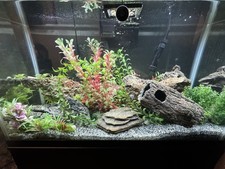 Ameliade Aquarium Decorations Fish Tank Artificial Plastic Plants & Cave Rock De picture