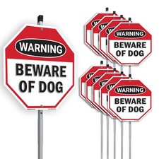 Warning Beware of Dog Octagon Sign With Stake Weather Resistant Made in the USA picture