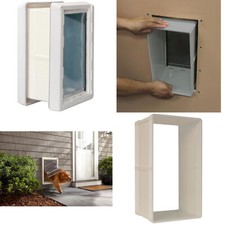 Dog Door Wall Mounted Ruff Weather Frame Dual Lockable Flaps w/ Kit ALL SIZES picture